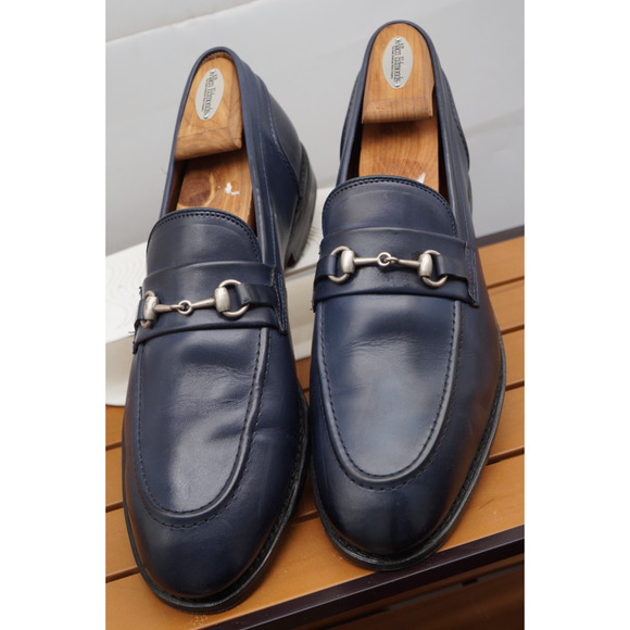 Allen Edmonds "RANDOLPH" Men's Leather BIT Penny Loafers 13 D Navy (580N) - Picture 12 of 15